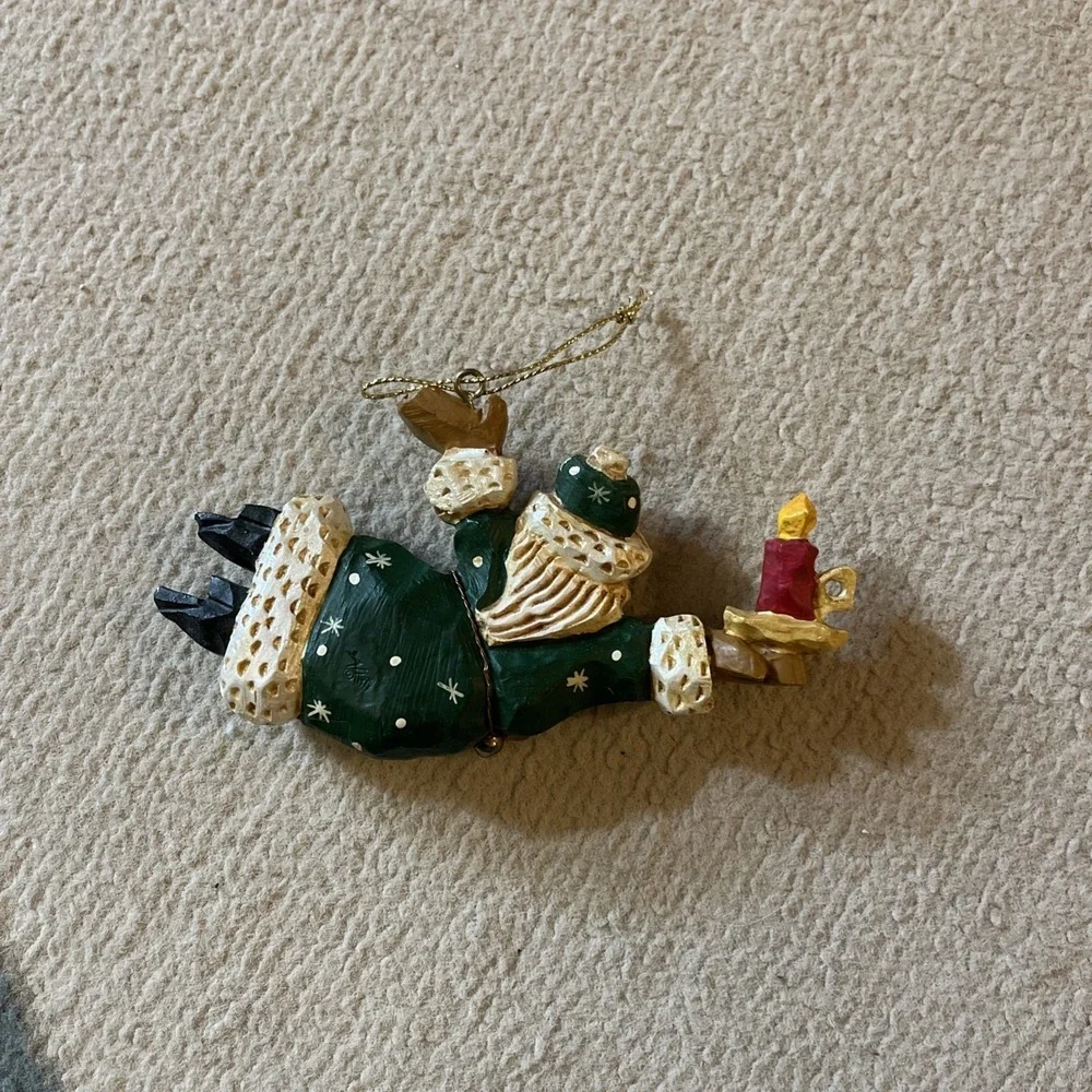 Signed David Frykman Flying Santa Claus With Candle Vintage 1999 Ornament‎ 5